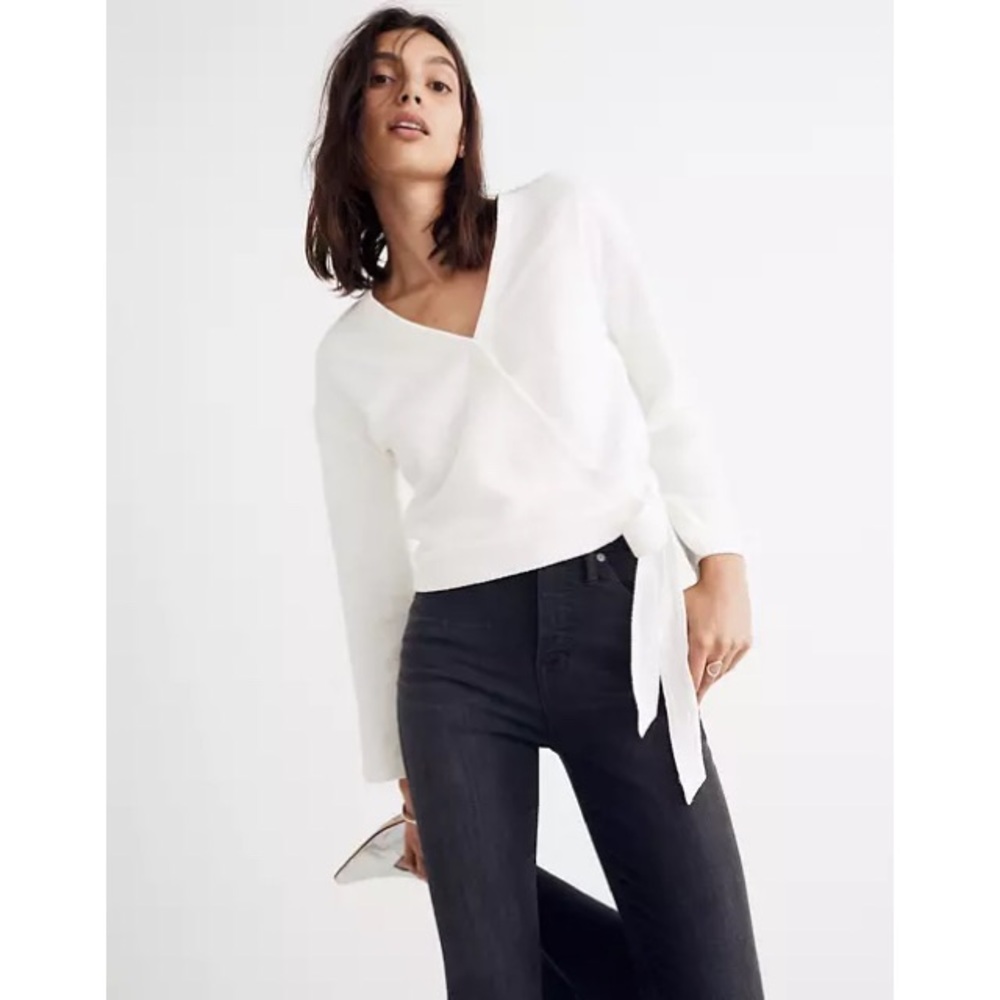 Madewell Texture & Thread White Wrap Top